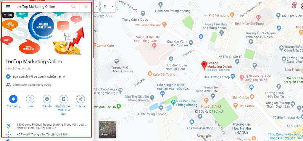 LenTop Marketing Online trên bản đồ Maps